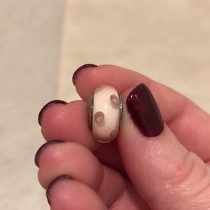 Pandora pink glass charm with polka dots